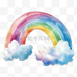 有彩虹的天空图片_水彩彩虹插图