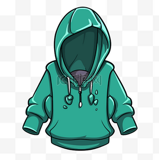 连帽衫剪贴画 卡通绿色连帽衫上有 icthai 向量