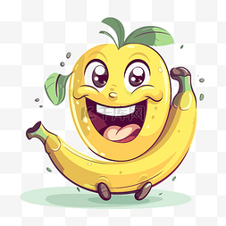 香蕉剪贴画卡通插图一个有趣的香