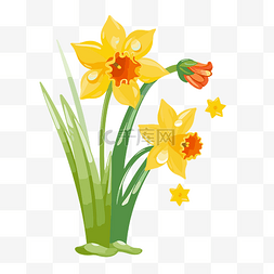 矢量花朵免费图片_免费春天花朵剪贴画黄色水仙花与