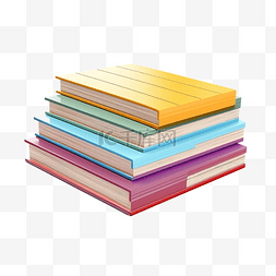 图书馆书籍多柔和色彩3d元素png