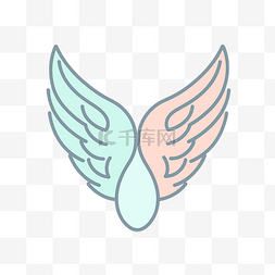 矢量天使图片_标志上的翅膀是彩色的 向量