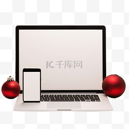 圣诞节季节的笔记本电脑和手机，