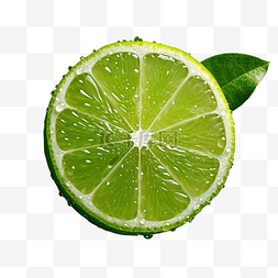 一圈柠檬图片_单个新鲜的绿色柠檬，滴有水滴，