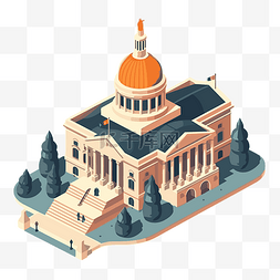议会剪贴画等距建筑的国家首都卡