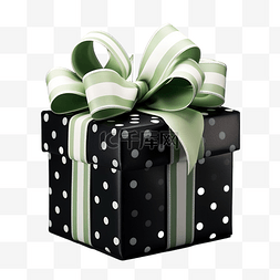 带白色和绿色蝴蝶结的礼品盒，用