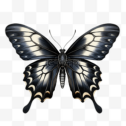 黑色翅膀蝴蝶的数字绘图