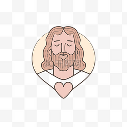 制造制造图片_耶稣的脸在心脏上方，带有图标矢