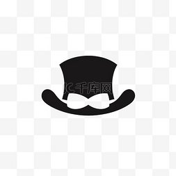 眼镜框logo图片_简约风格的假胡子和高顶帽子插图