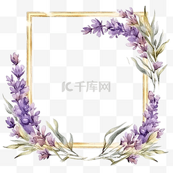 紫色香水背景图片_薰衣草水彩与金框