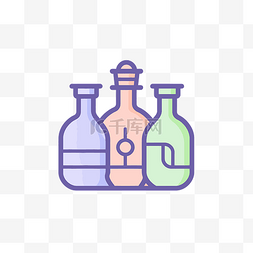 玻璃药水瓶图片_三色线的药瓶和药玻璃图标 向量