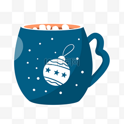 蓝色茶杯图片_蓝色冬季热饮马克杯