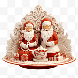 餐饮拼盘图片_圣诞天使和圣诞老人??在装饰的节