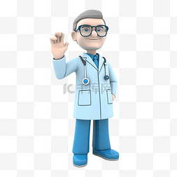 医生和工人图片_3d 戴着眼镜和蓝色衣服的孤立医生