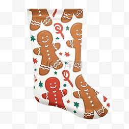插画圣诞袜图片_姜饼香料蛋糕圣诞袜子长袜平面矢