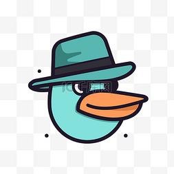 像素插画元素图片_戴帽子的鸭子插画 向量