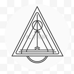 神秘的三角形线条艺术标志，适合
