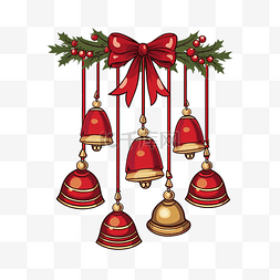 圣诞皇冠图片_快乐圣诞贺卡，上面挂着铃铛和球