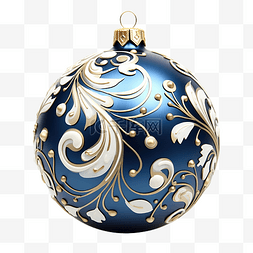 蓝色假期艺术字图片_蓝色圣诞装饰球png ai生成