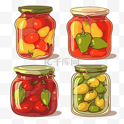 罐头剪贴画系列卡通罐子与辣椒 