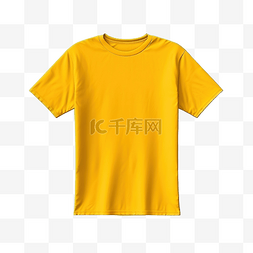 穿黄色t恤图片_纯黄色 T 恤样机模板，具有正面和