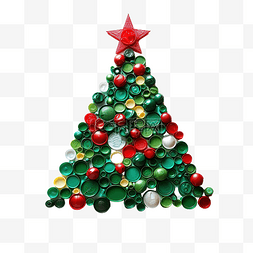 用塑料帽制成的圣诞树