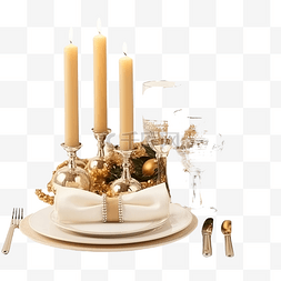 桌面时尚图片_时尚的餐桌布置，配有燃烧的蜡烛