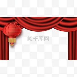 背景红布图片_中国风新年红色灯笼舞台帷幕