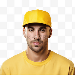 黄色帽子戴嘻哈帽子模型前视图