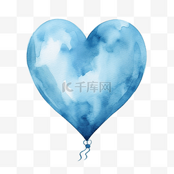 白色丝带心形图片_蓝色水彩心形气球