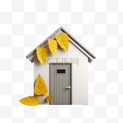 有门和叶子的房子
