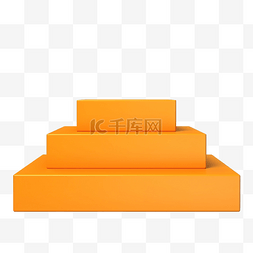 程式化 3d 橙色讲台与方形背景