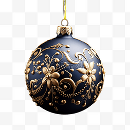 深蓝色装饰的喜庆圣诞金球