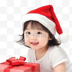 宝宝圣诞帽图片_快乐明亮的圣诞节可爱的宝宝享受