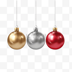 圣诞球红图片_圣诞球逼真的银红色和金色风格