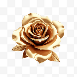 3D渲染中的金色玫瑰花朵元素