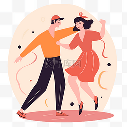 卡通迪斯科图片_情侣跳舞剪贴画两个人在迪斯科舞