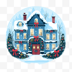圣诞屋海报图片_圣诞节冬天房子城市景观