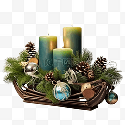 蜡烛圣诞图片_圣诞装饰，燃烧的蜡烛和圣诞树树