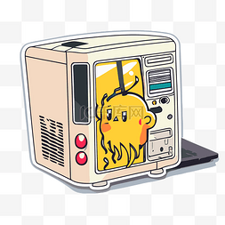 卧室有一台电脑图片_里面有黄色怪物的电脑 向量