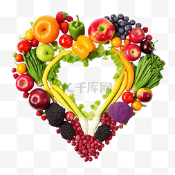 新鲜的蔬菜水果图片_水果和蔬菜的彩虹心