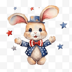 看小丑表演图片_水彩可爱兔子马戏团动物马戏团