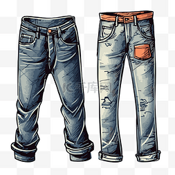 牛仔裤剪贴画 牛仔裤的两种卡通