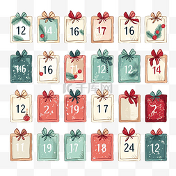 日历模板设计图片_圣诞节来临日历手绘卡片是 12 月