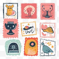 装饰橙图片_邮票剪贴画卡通邮票和动物来装饰
