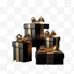 箱标签图片_圣诞节黑色和金色销售，配有盒子