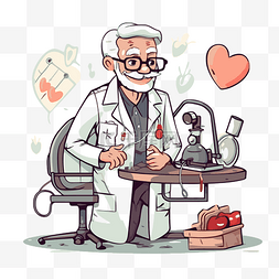 显微镜插画素材图片_心脏病专家剪贴画退休科学家用显