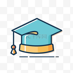 毕业设计元素图片_毕业帽图标线条艺术插图 向量