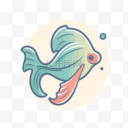 绿色的小鱼图片_红色和绿色背景的小鱼水族馆标志