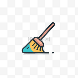 干净icon图片_彩色扫帚图标，上面写着“干净”